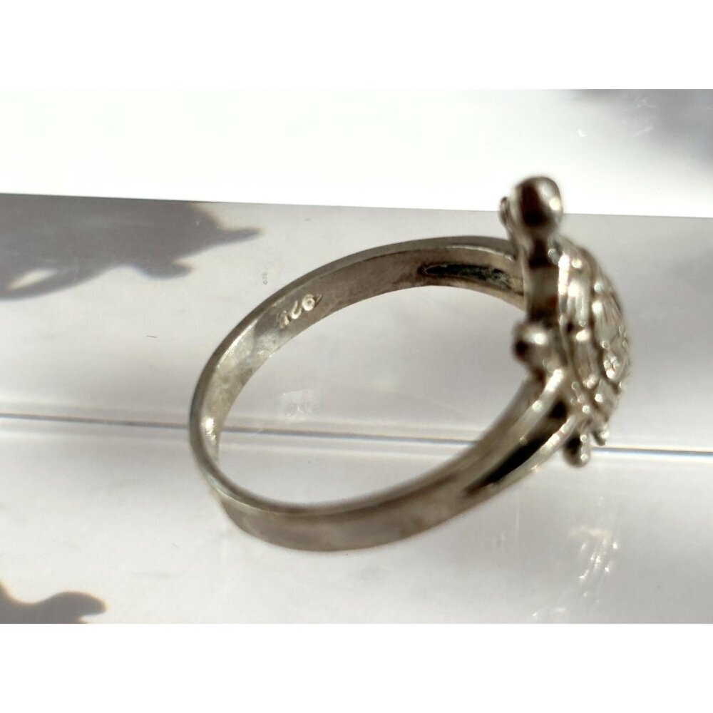 Vintage Hand Carved Turtle Figural Shaped Sterling Silver Ring - sz 6.25 & 8 - Picture 10 of 10